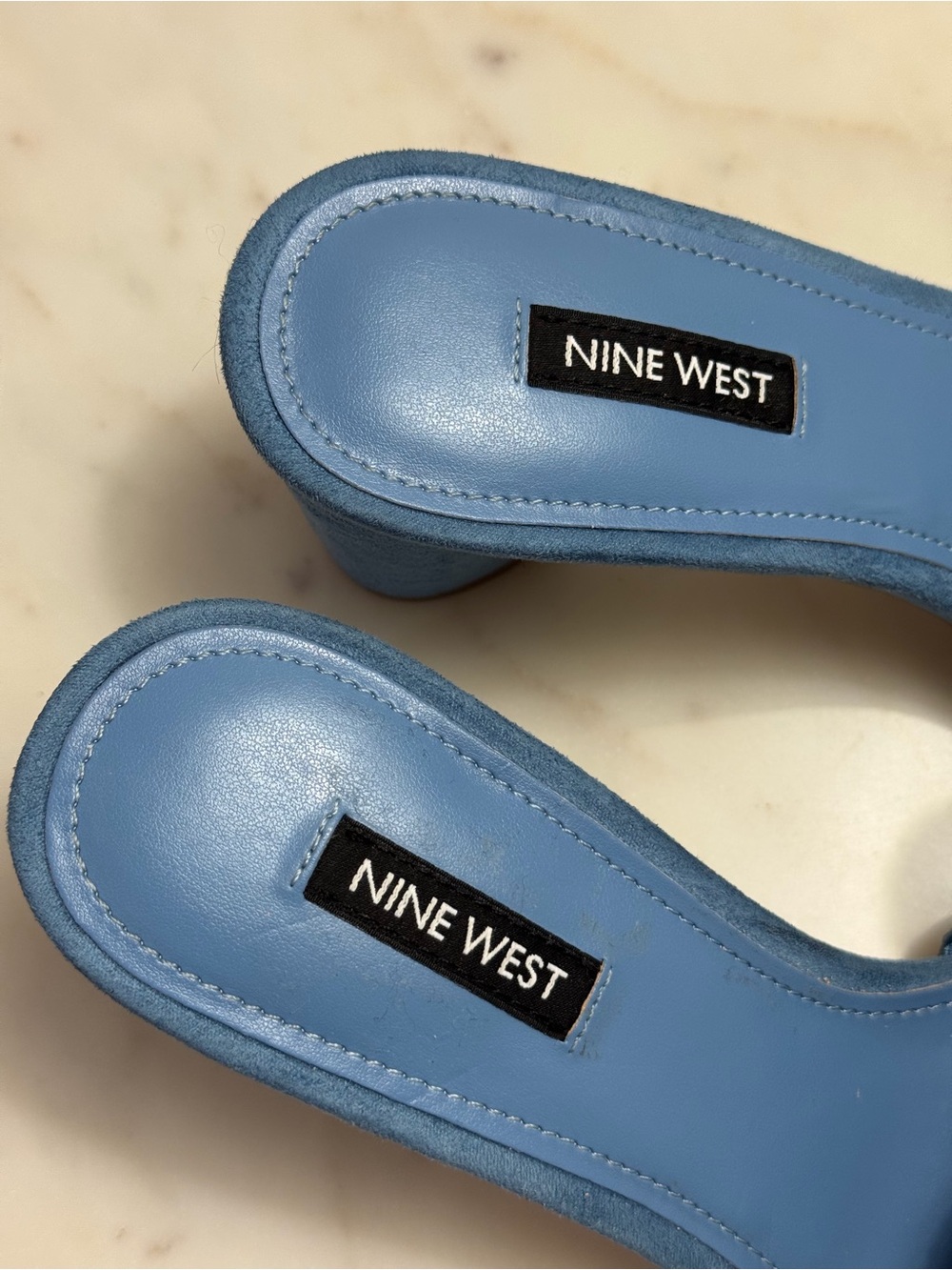 Nine West Dusty Blue Braided Block Heel Mules - Picture 4 of 8